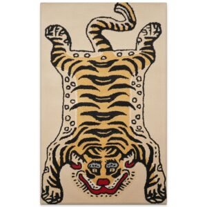 Handcrafted Tiger Pattern Wool Rug