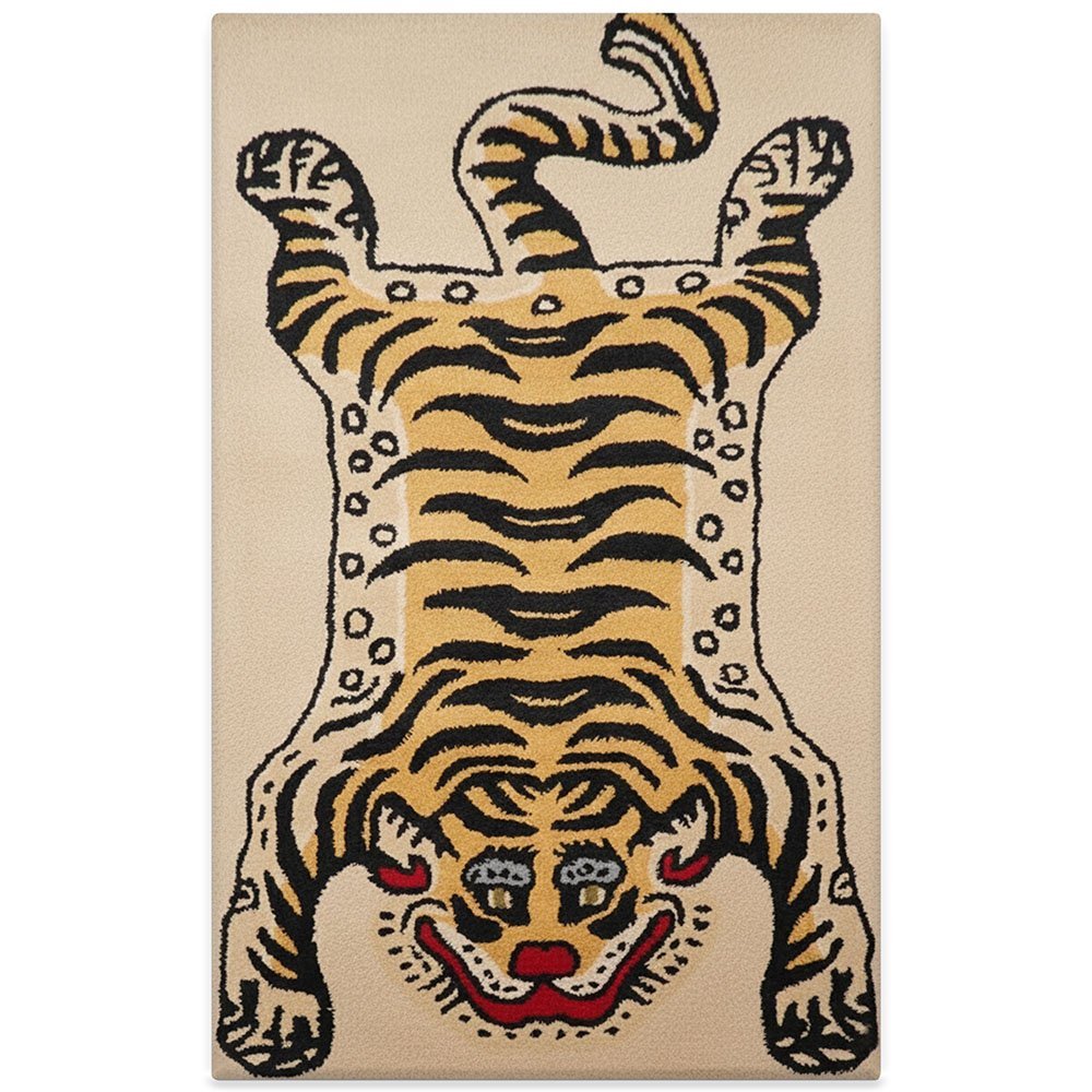 Handcrafted Tiger Pattern Wool Rug - Image 2