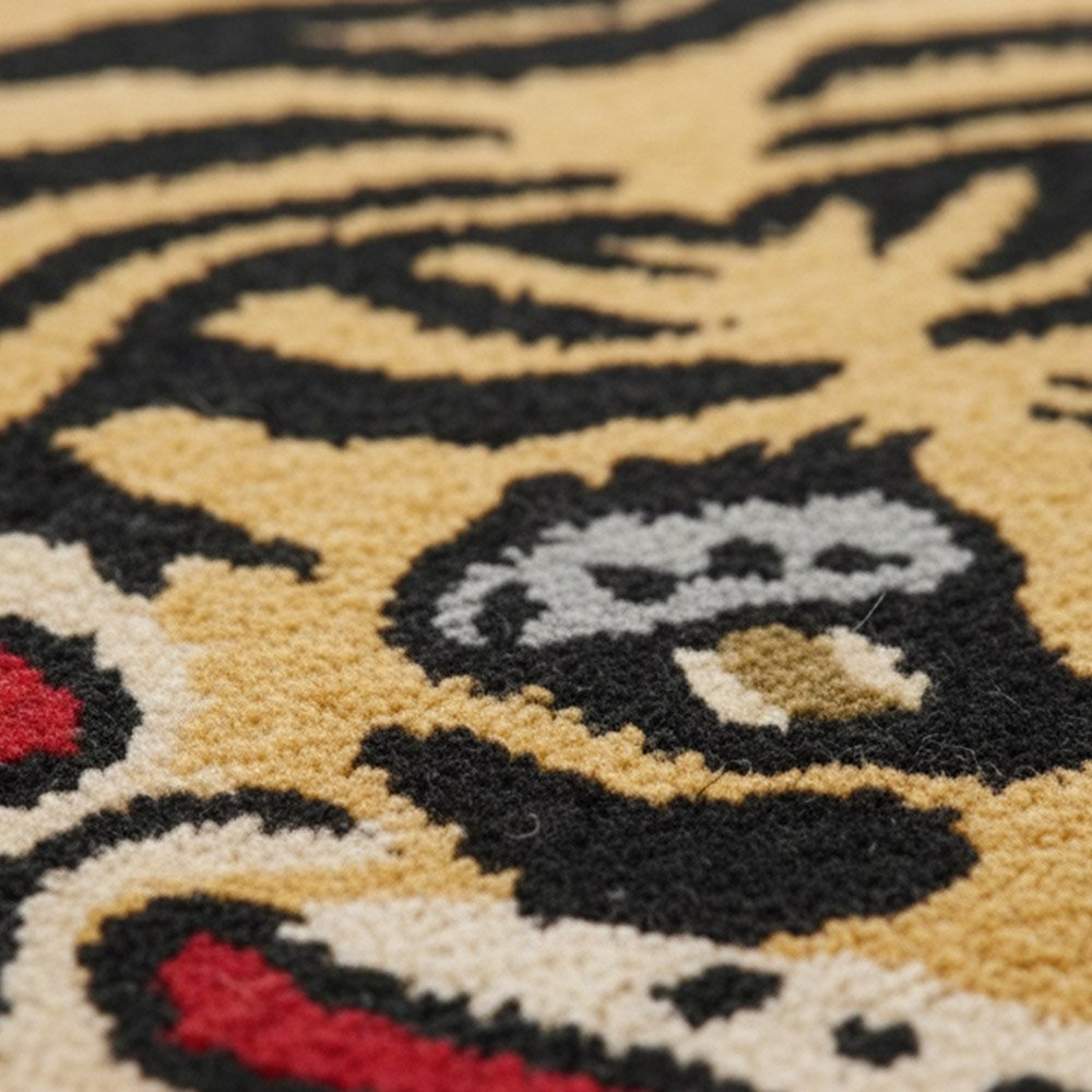 Handcrafted Tiger Pattern Wool Rug - Image 6