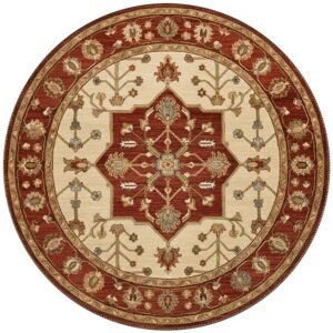 Round Hand Tufted Geometric Wool Rug