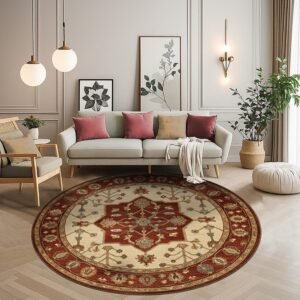 Round Hand Tufted Geometric Wool Rug