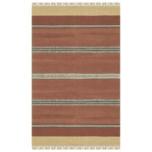 Modern Hand Woven Maroon Wool Jute Kilim Rug