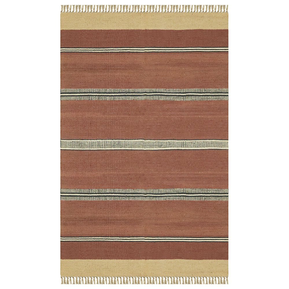 Modern Hand Woven Maroon Wool Jute Kilim Rug