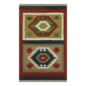 Hand Woven Maroon Wool Jute Rug