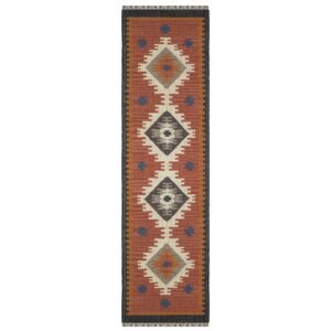 Hand Woven Red Wool Jute Kilim Rug