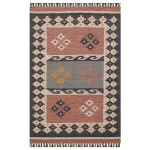 Organic Hand Woven Black Wool Jute  Rug