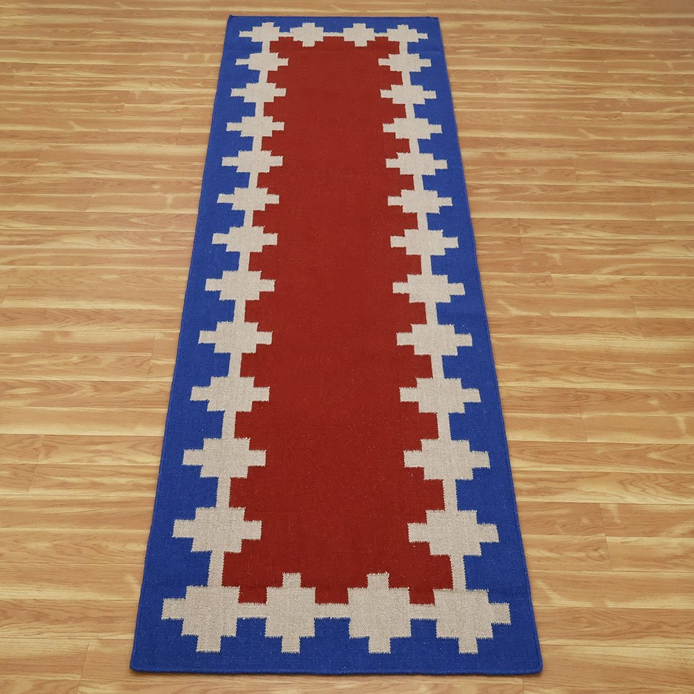 Elegant Blue Hand Woven Wool Jute Rug - Image 3