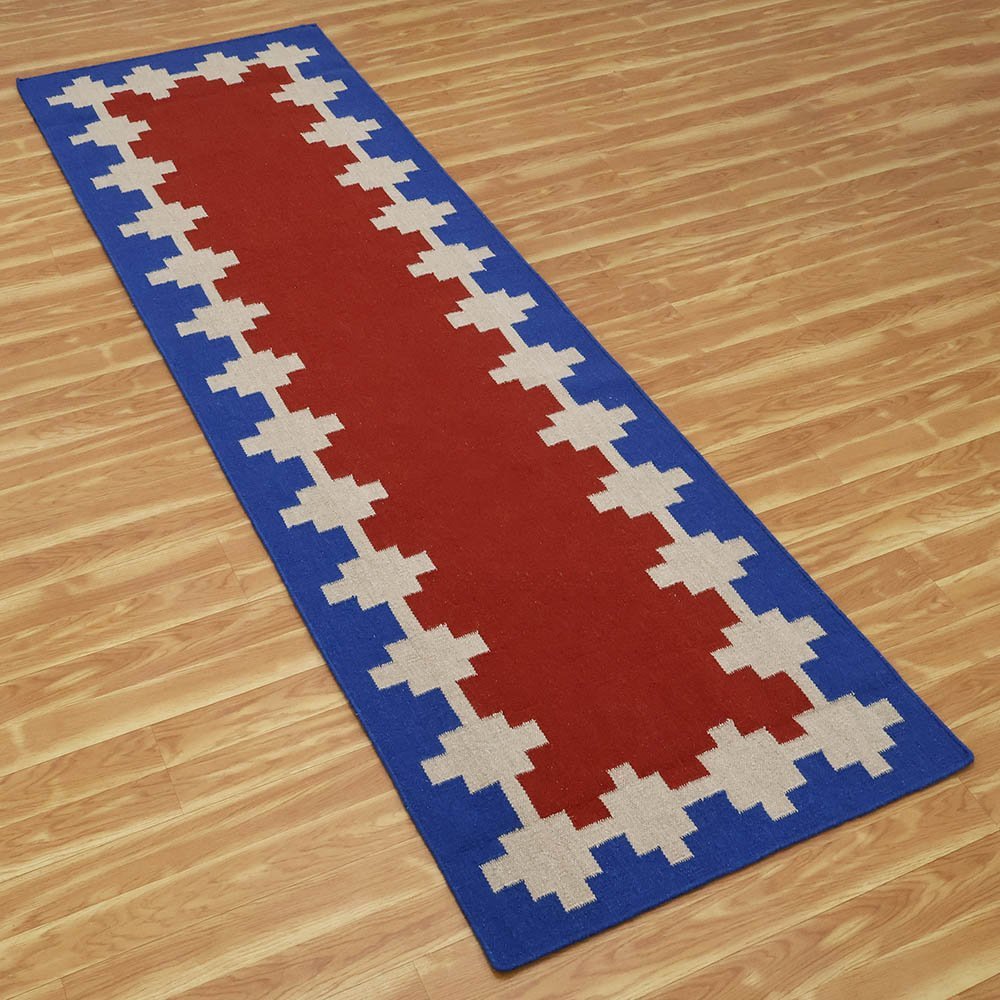 Elegant Blue Hand Woven Wool Jute Rug - Image 4