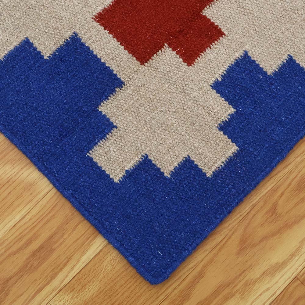 Elegant Blue Hand Woven Wool Jute Rug - Image 6