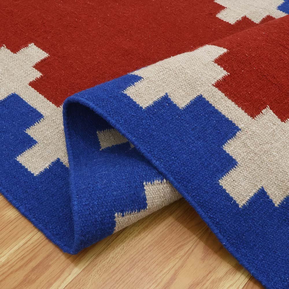 Elegant Blue Hand Woven Wool Jute Rug - Image 7