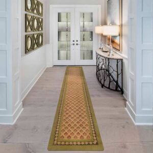 Stunning Hand Block Printd Green Cotton Rug