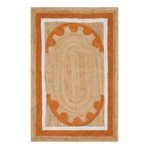 Stunning Hand Braided Orange Jute Rug