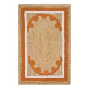 Stunning Hand Braided Orange Jute Rug
