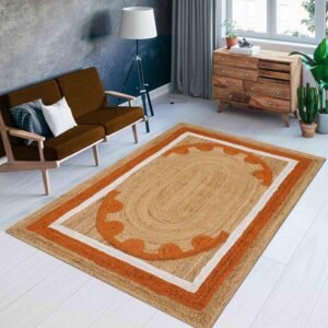 Stunning Hand Braided Orange Jute Rug