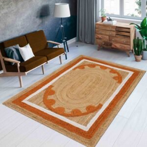 Stunning Hand Braided Orange Jute Rug