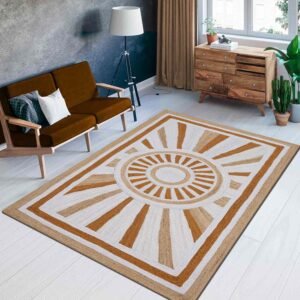 Vibrant White Beige Hand Braided Jute Rug