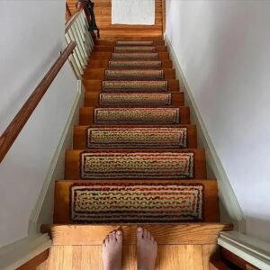 Stunning Multicolor Hand Braided Stair Jute Rug