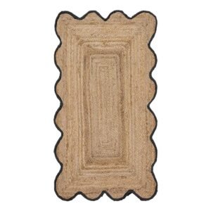 Premium Hand Braided Black Bordered Jute Rug