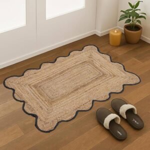 Premium Hand Braided Black Bordered Jute Rug
