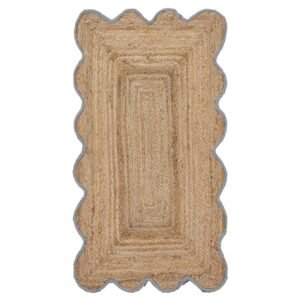 Hand Braided Stunning Gray Bordered Jute Rug