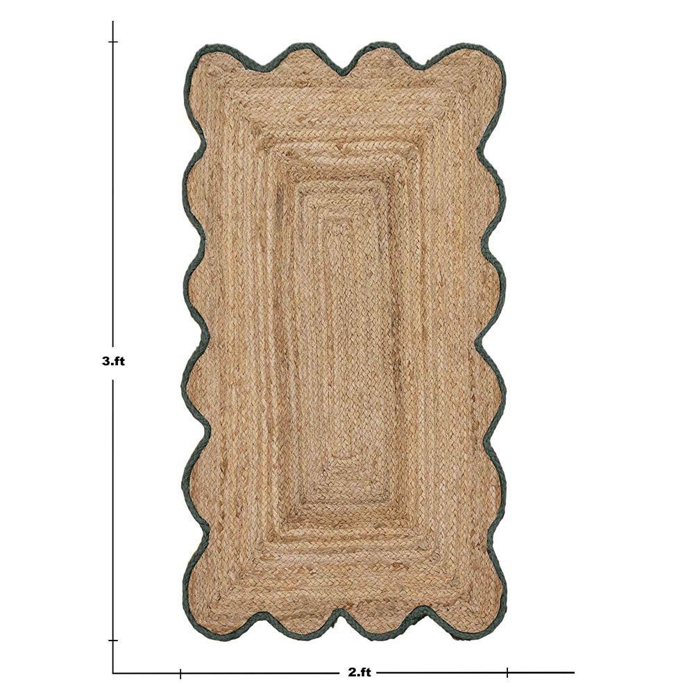 Luxurious Hand Braided Green Bordered Jute Rug - Image 7