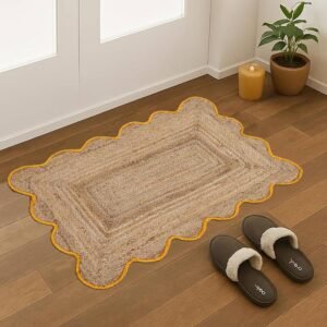 Hand Braided Bold Yellow Bordered Jute Rug
