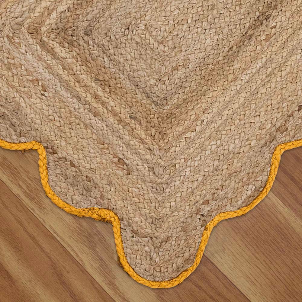 Hand Braided Bold Yellow Bordered Jute Rug - Image 6