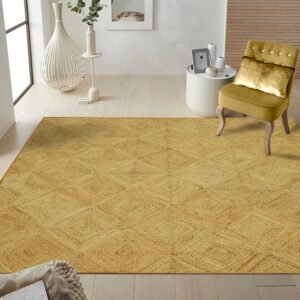 Stunning Hand Braided Geometric Jute Rug