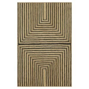 Stunning Hand Braided Geometric Black Jute Rug