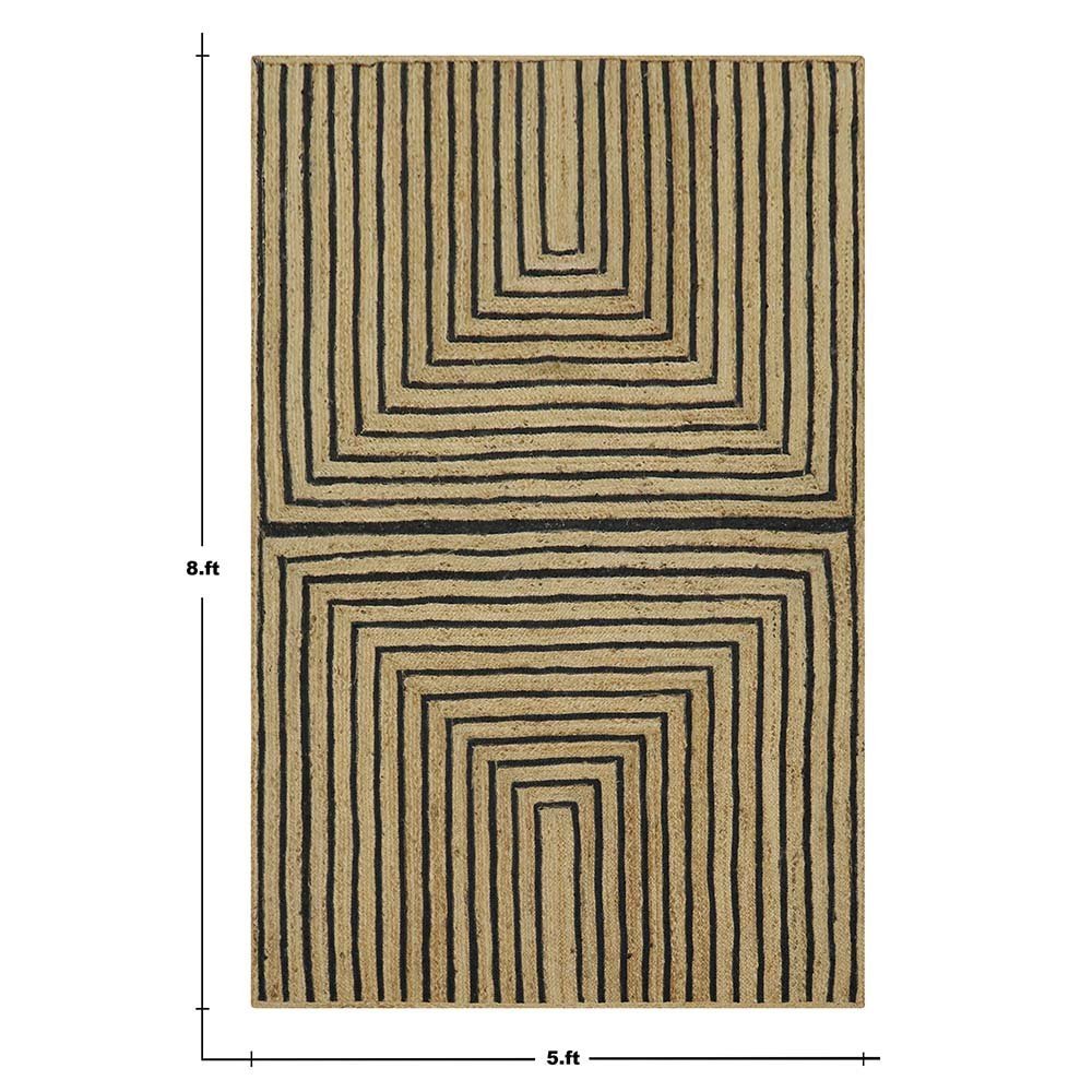Stunning Hand Braided Geometric Black Jute Rug - Image 7